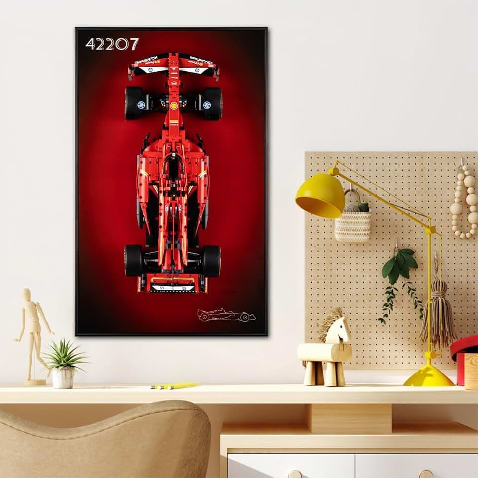BrickSoul Display Wallboard for Lego Technic Ferrari SF-24 F1 Model Car 42207 Building Set, Adult Collectibles for Cars Wall Mount Display Lovers, Home or Office Décor, (No Car Included)