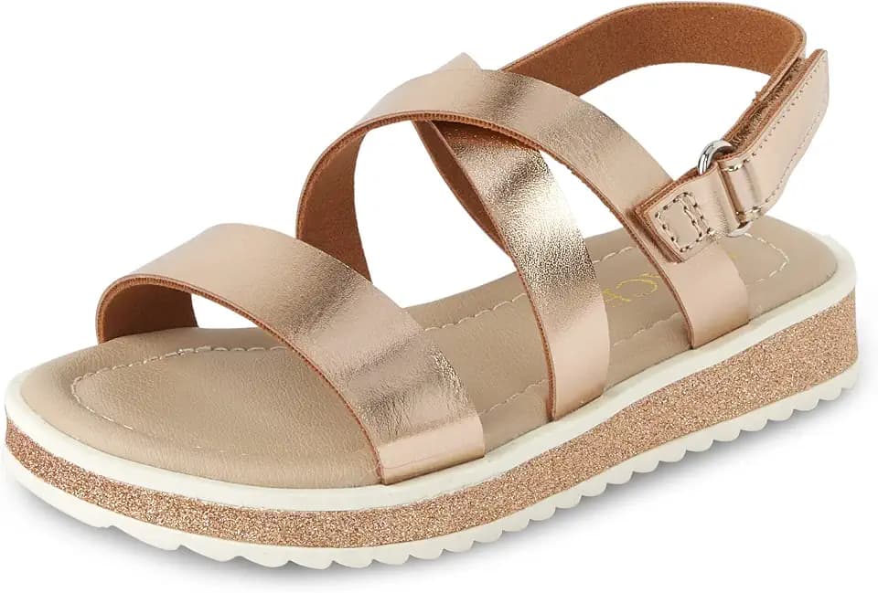 The Children's Place Baby Girls' Baby Girls and Toddler Platform Sandals With Adjustable Ankle Strap