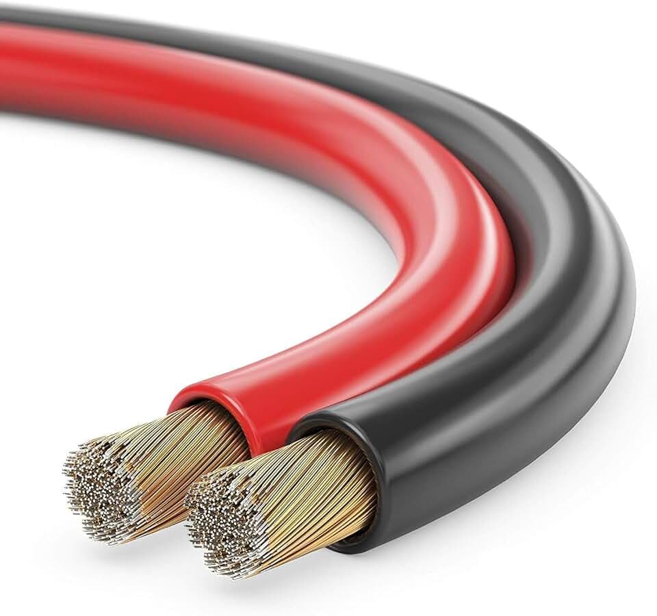 sonero® 20 Meter 2x2,50mm² CCA Lautsprecherkabel / Boxenkabel, Farbe: rot/schwarz