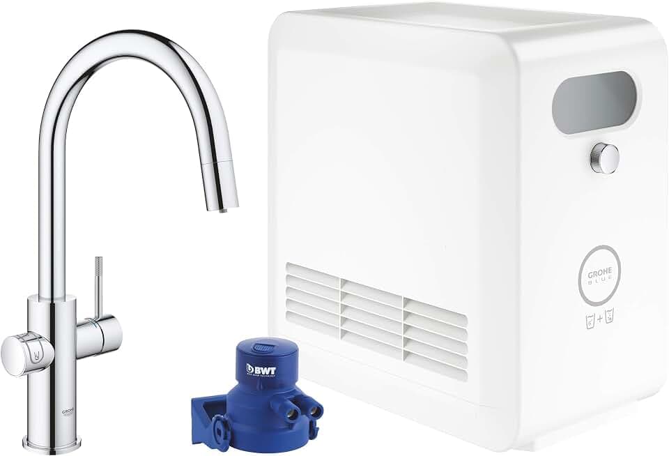 GROHE BLUE Professional - C-Auslauf Kit (mit Bluetooth, WiFi und herausziehbarem Mousseurauslauf), chrom, 31325002