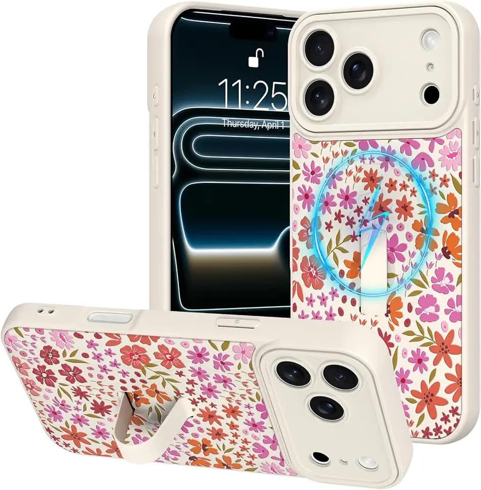 Magnetic for iPhone 17 Pro Max Case with Finger Strap Kickstand