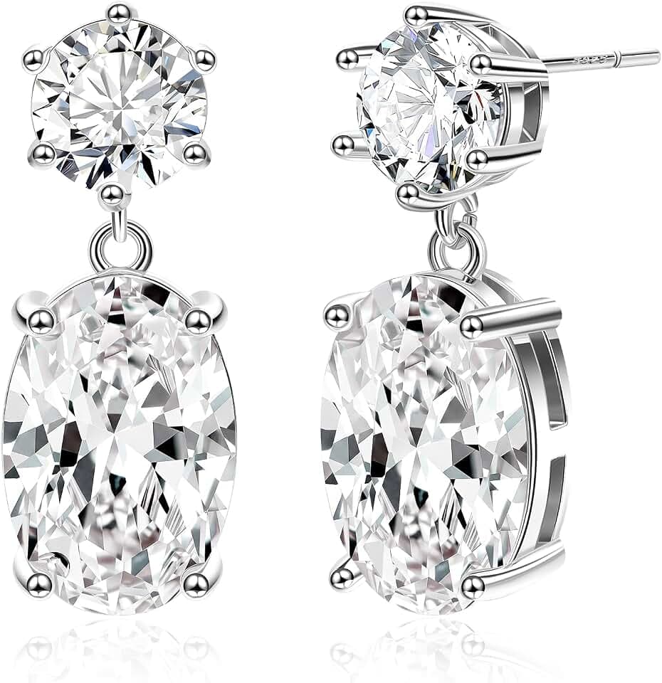 Drop Dangle Earrings for Women with CZ, 925 Sterling Silver Post