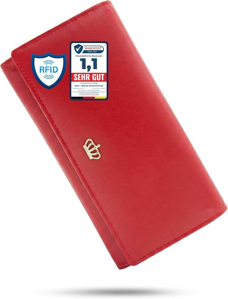 Baur - Damen Geldbörse groß Nappaleder RFID (Gold Design, Rot)