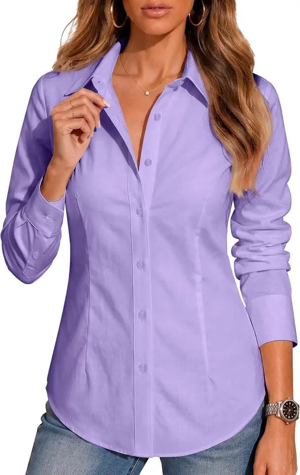 BBIBBI Blouses for Women Long Sleeve Button Down Dressy Casual Work Shirts