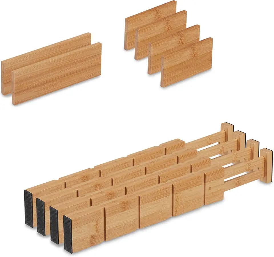 Relaxdays Schubladentrenner, 10 TLG. Set, Natur
