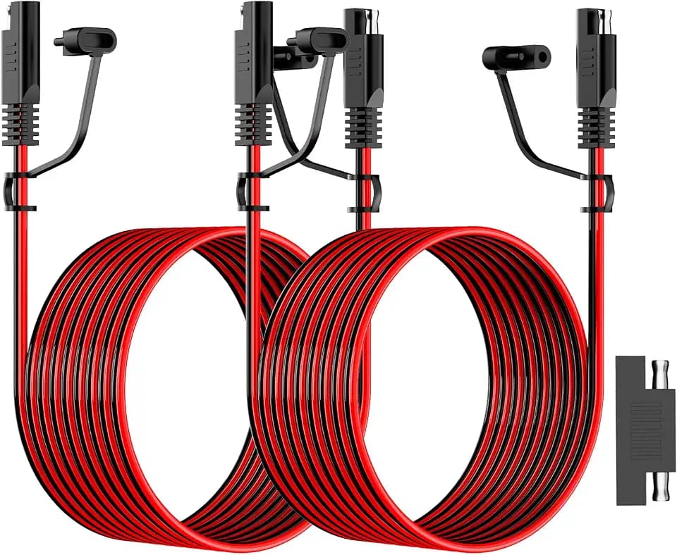 2-Pack 12FT 16AWG SAE Extension Cables with Polarity Adapters