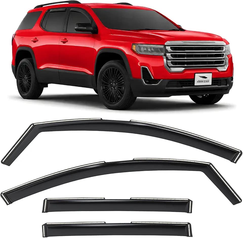 Voron Glass in-Channel Extra Durable Rain Guards for GMC Acadia 2017-2023, Window Deflectors, Vent Window Visors, 4 Pieces - 200577