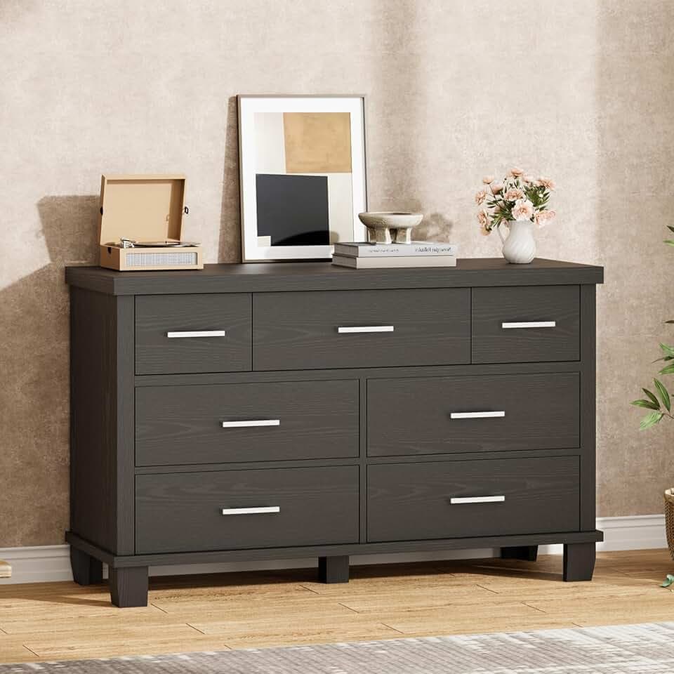 GarveeHome 7 Drawer Dresser for Bedroom, Wide Wood Chest of Drawers