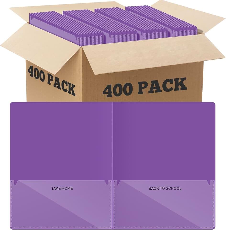 Henoyso 400 Pcs Communication Folders for Students, Purple 2 Pocket
