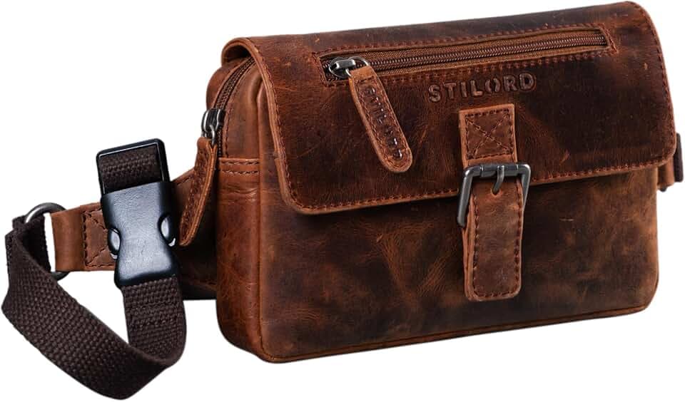 STILORD Ian Gürteltasche Leder Herren Damen Vintage Hüfttasche Leder Große Bauchtasche für Sport Reisen Festival 8,4 Zoll Tablets Echtleder Farbe:Zamora - braun