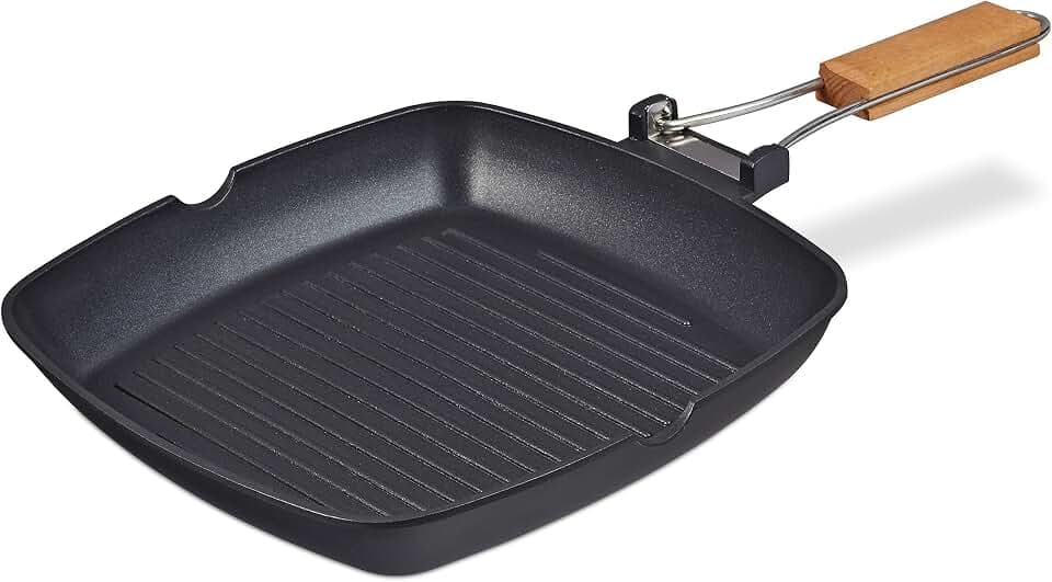 Relaxdays Grillpfanne, induktionsgeeignet, antihaftbeschichtet, schwarz