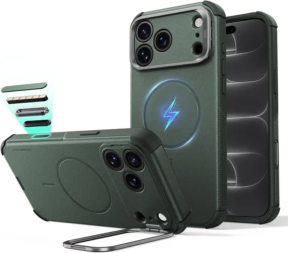 ESR Cyber Tough for iPhone 18 Pro/17 Pro Case with Flex Stand, Olive Green