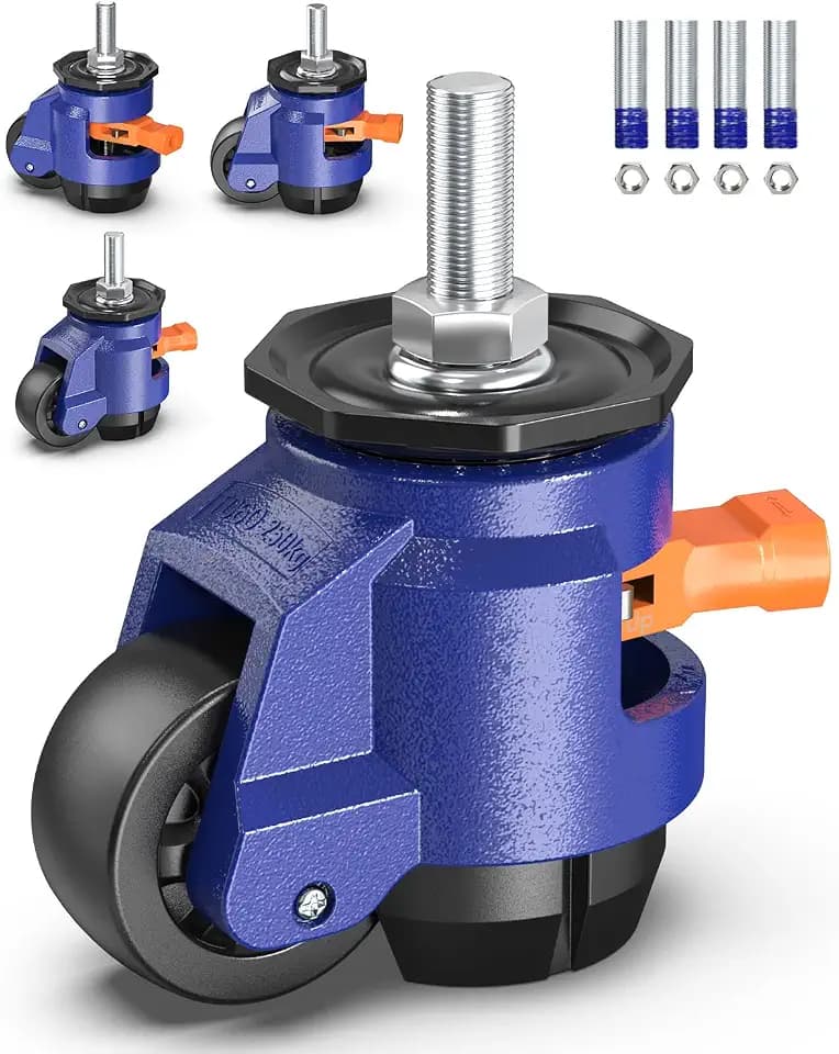 Schwerlastrollen Rollen Schwerlast Lenkrollen absenkbar heberollen, Gesamtkapazität 750KG, M12 und 1/2" versenkbare Möbelrollen, 4er Set Industrierollen höhenverstellbar für Werkbank