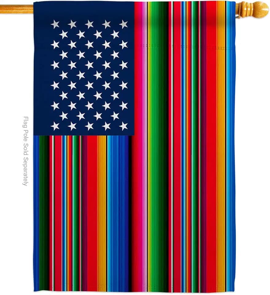 American Flags Mexican Serape Blanket Flag Tapestry Wall Hanging Decor Home Poster Porch Balcony Bandera Para Mexico USA Poster Independence Day Prade 4th Of July Decoration Gift Canvas US Tapestry