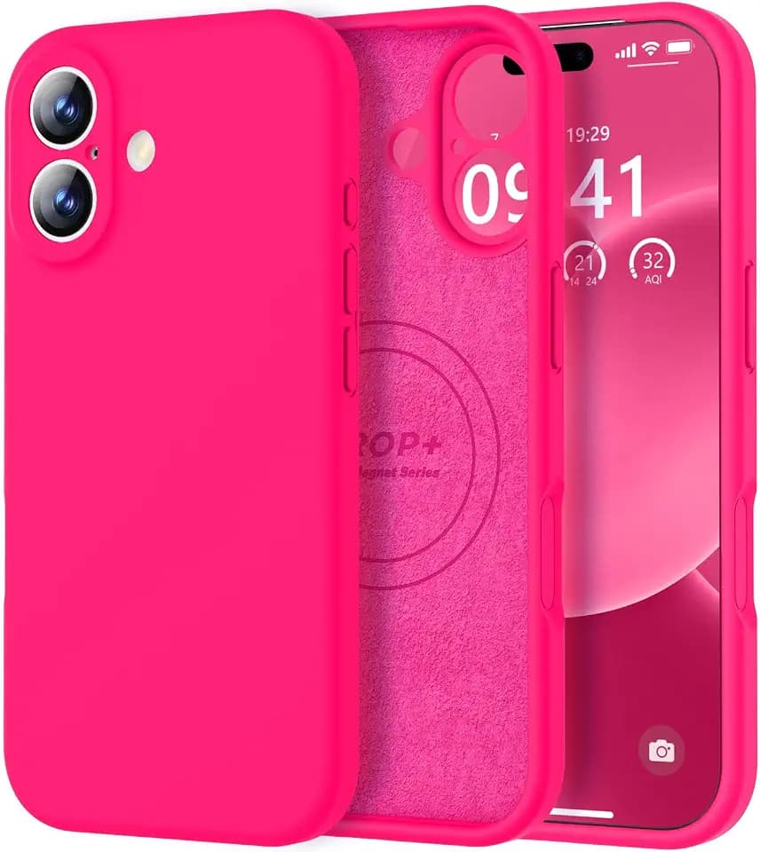 Vooii Magnetic for iPhone 17 Case 6.3" Premium Silicone, Hot Pink