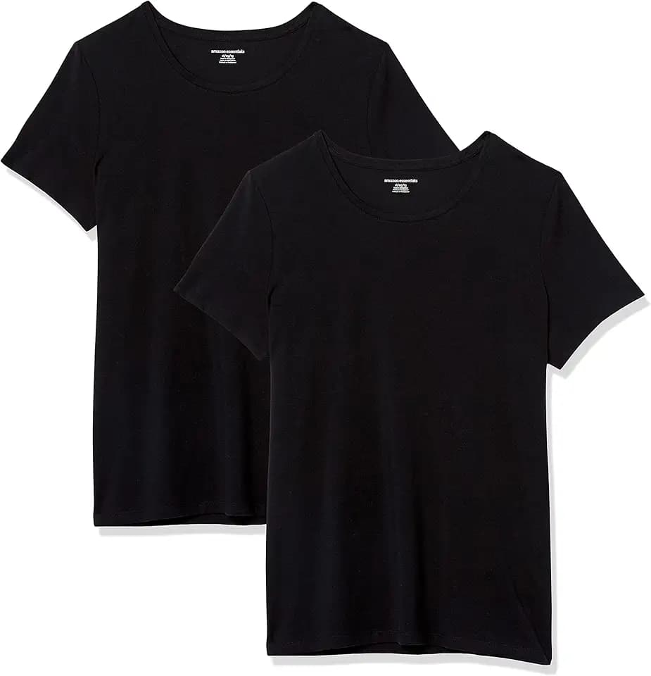Amazon Essentials Women's Regular-Fit Short-Sleeve Crewneck T-Shirt, Cotton Modal Blend, Pack of 2