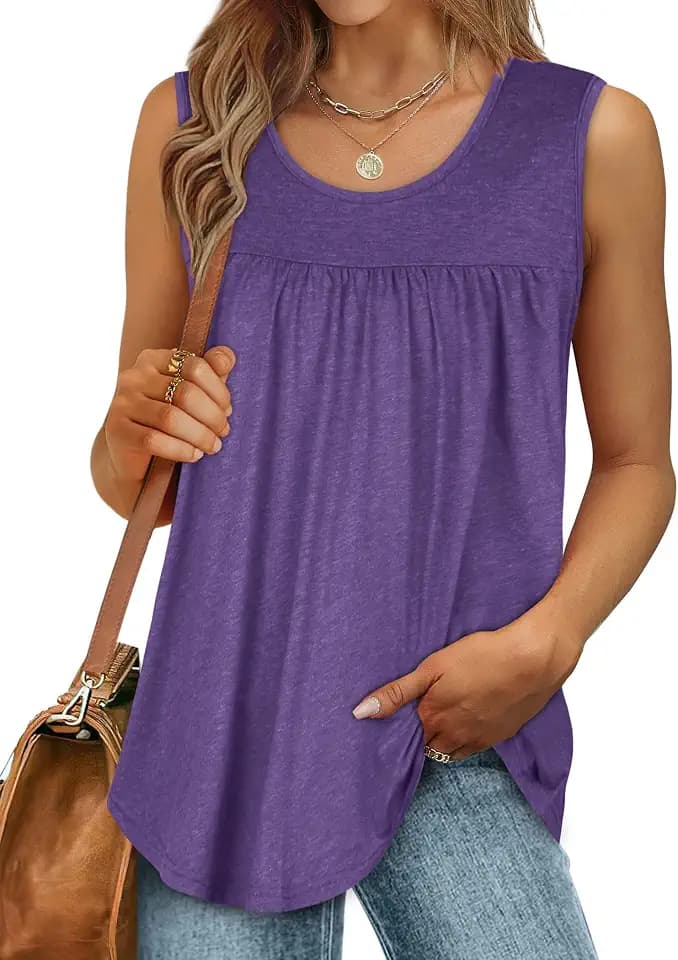 CHICGAL Womens Summer Tank Tops Sleeveless T Shirt Casual Loose Fit Tunic Blouses