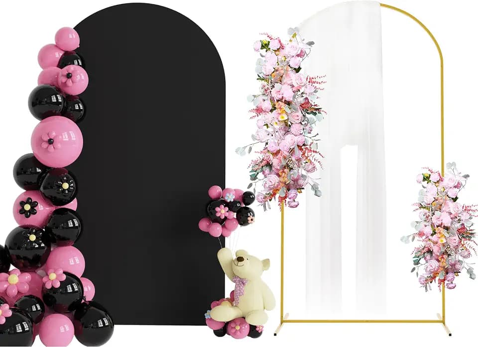 Putros Arch Backdrop Stand and Cover Set, 7.2ft Arch Stand with Black Cover