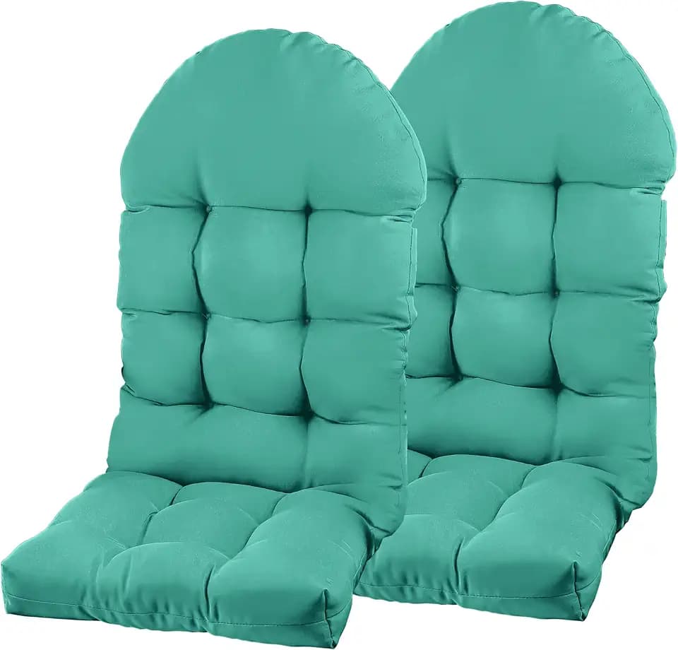 Adirondack Chair Cushion, Rocking Chair Cushion 44x19.4x4 inch, High Back Patio Cushions of Upper and Lower with Ties, Sunscreen and Fade-Resistant (Lake Blue, 2)