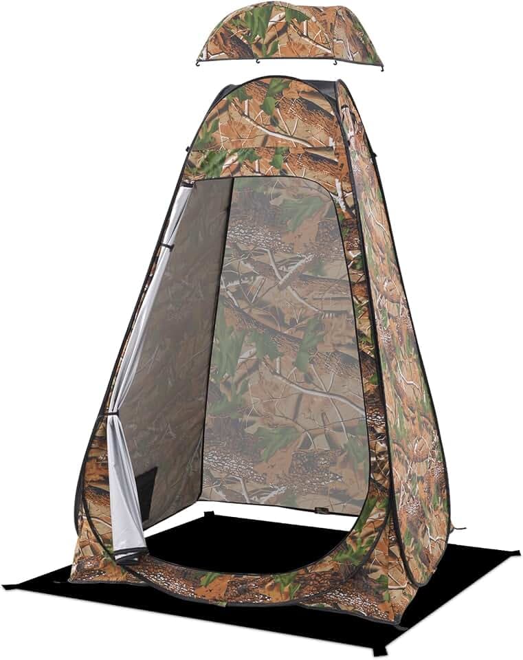 BRIAN & DANY Pop Up Shower Tent, Portable Changing Tent with Rain Shelter & Windows, Privacy Tent for Camping, Toilet or Bathroom, UPF 50+ & Waterproof, 47.2" x 47.2" x 74.8", Camouflage