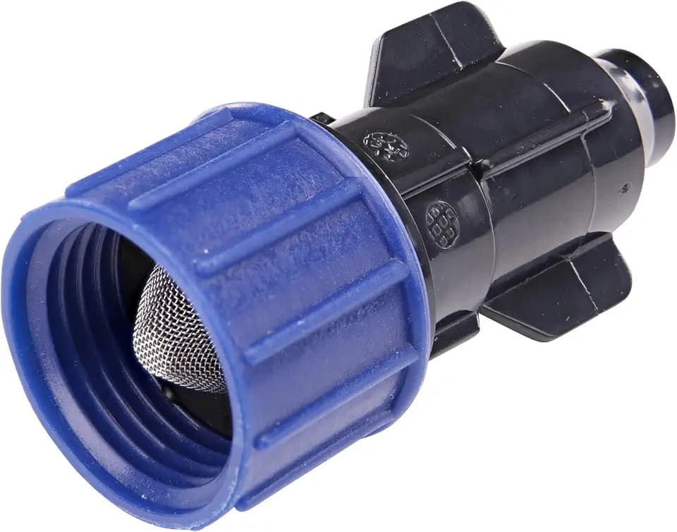 Raindrip S5900UB, Smart Loc Universal Swivel Adapter for Tubing, 3/4-Inch MHT, With Filter Washer, Drip Irrigation Fitting for 1/2-Inch, 5/8-Inch, & 0.710-Inch Supply Tubing and Dripline, Black/Blue