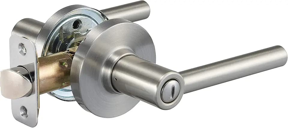 Amazon Basics Contemporary Madison Door Lever - Privacy- Satin Nickel, 1-Pack