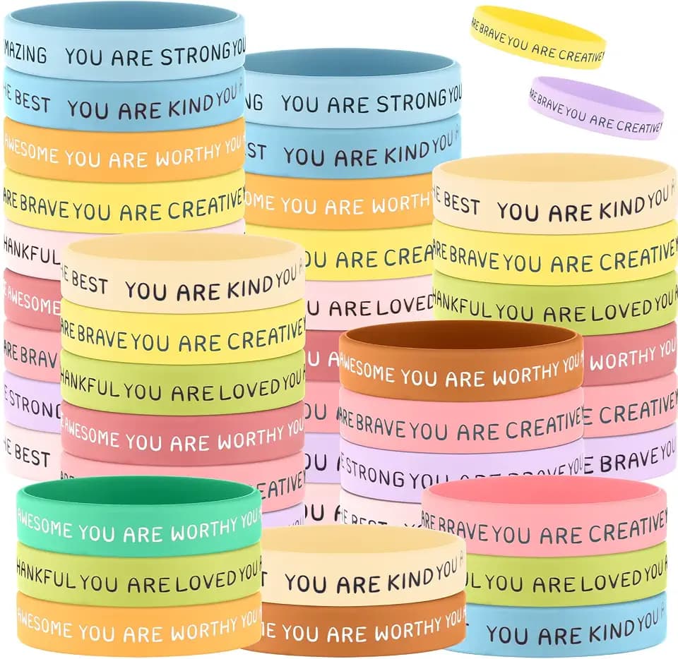 Roowest 120 Pcs Motivational Rubber Wristbands Bracelets, Fresh Color