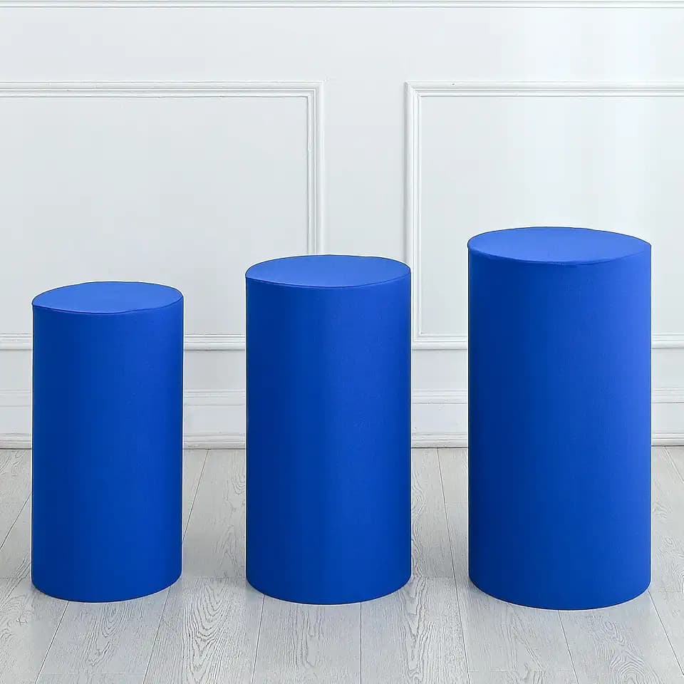uxcell Set of 3 Sapphire Blue Cylinder Spandex Stand Covers, Plinth Stand Cover for Party Wedding Birthday Decoration, Only Contains Cylinder Covers (Elastic Fabric - Small)