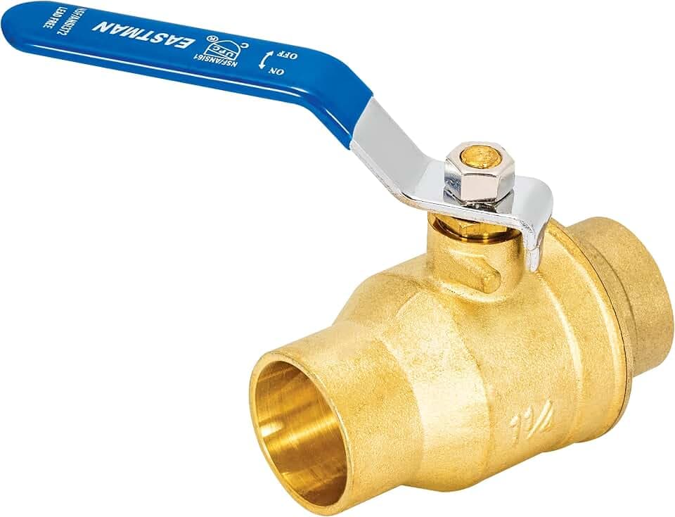 Eastman Heavy Duty Full Port Brass Ball Valve, 1-1/4 in Sweat x 1-1/4 in Sweat Connection, 20067LF