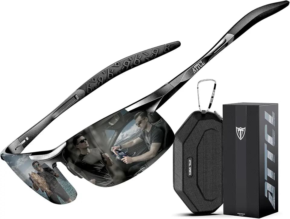 ATTCL 0.9 oz Polarized Sunglasses Men Al-Mg Metal Golf Fishing Sports UV400
