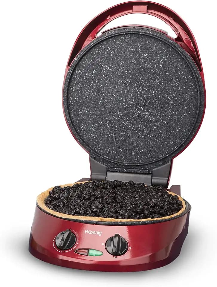 H.Koenig Tarte Express TRT180, Multikocher, Quiche Tartelette Pizza, Tart Maker auf dem Tisch, 2 Platten Plancha Grill Ofen, Regulierbarer Thermostat 210°C, Öffnung 105-180°, 9 Tortenformen