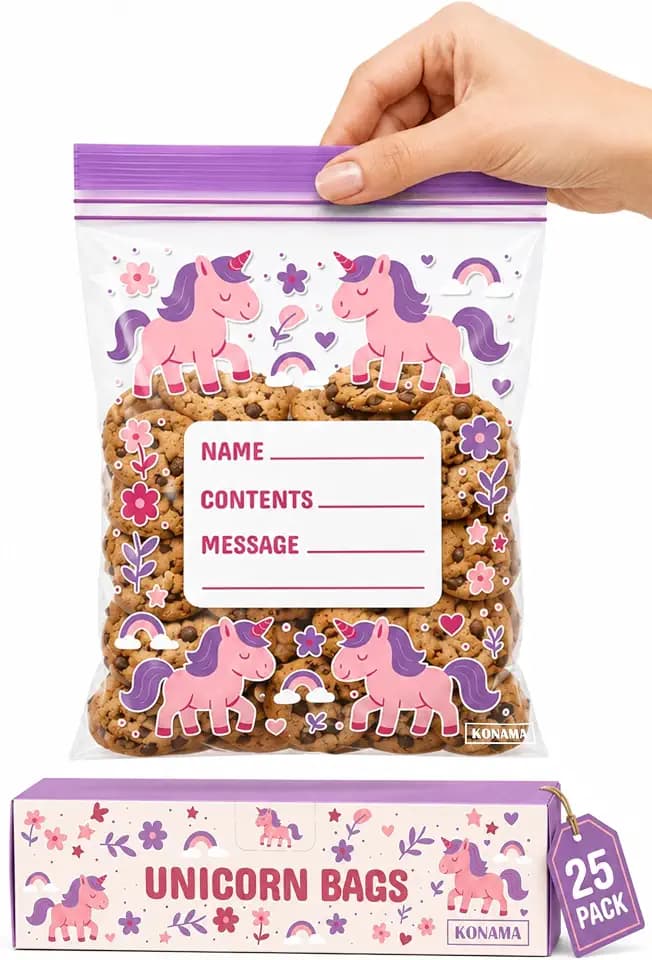 Unicorn Snack Bags for Kids 25 Pack – Leak-Proof Goodie & Party Favor Bags