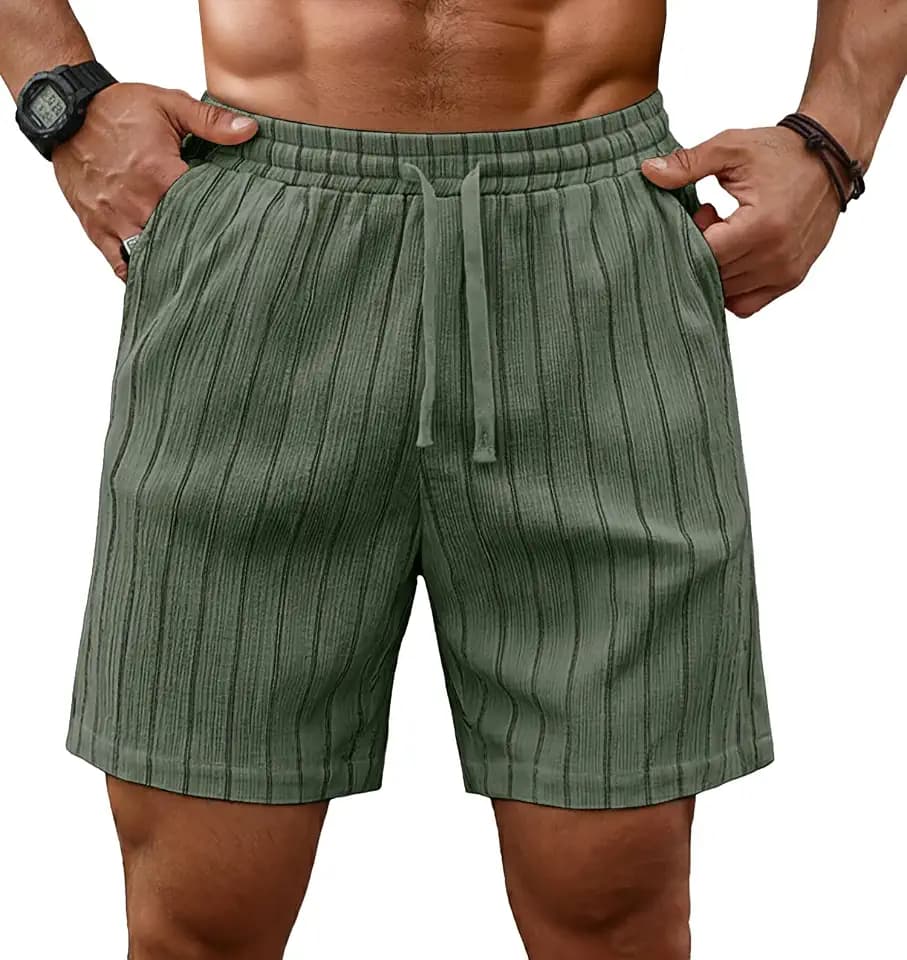 Sailwind Mens Striped Casual 7" Shorts Summer Beach Elastic Waist Drawstring Shorts with Pockets