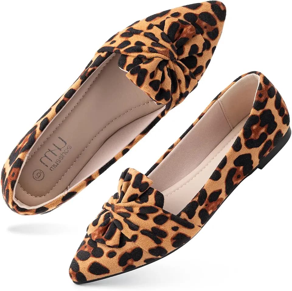 MUSSHOE Comfortable Office Flats for Women: Pointed Toe Work Shoes with Memory Foam - Dressy Business Casual Slip On Flats for Commute & All Day Wear