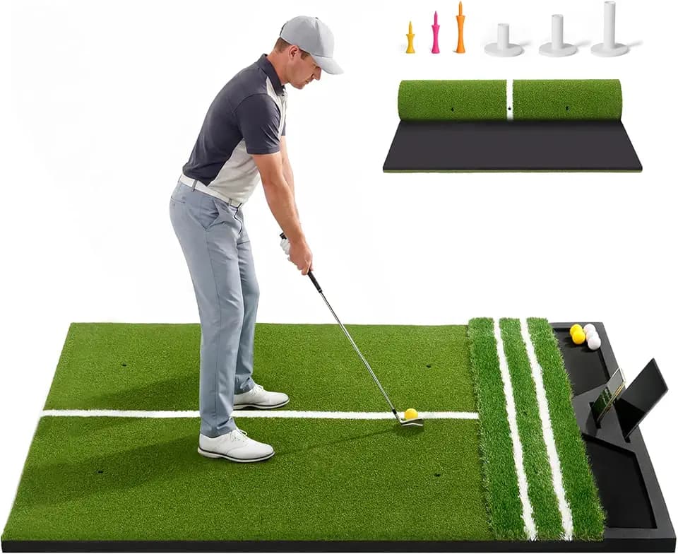 Large Golf Hitting Mat 6x4FT, Dual Turf Indoor Outdoor Golf Practice Mat