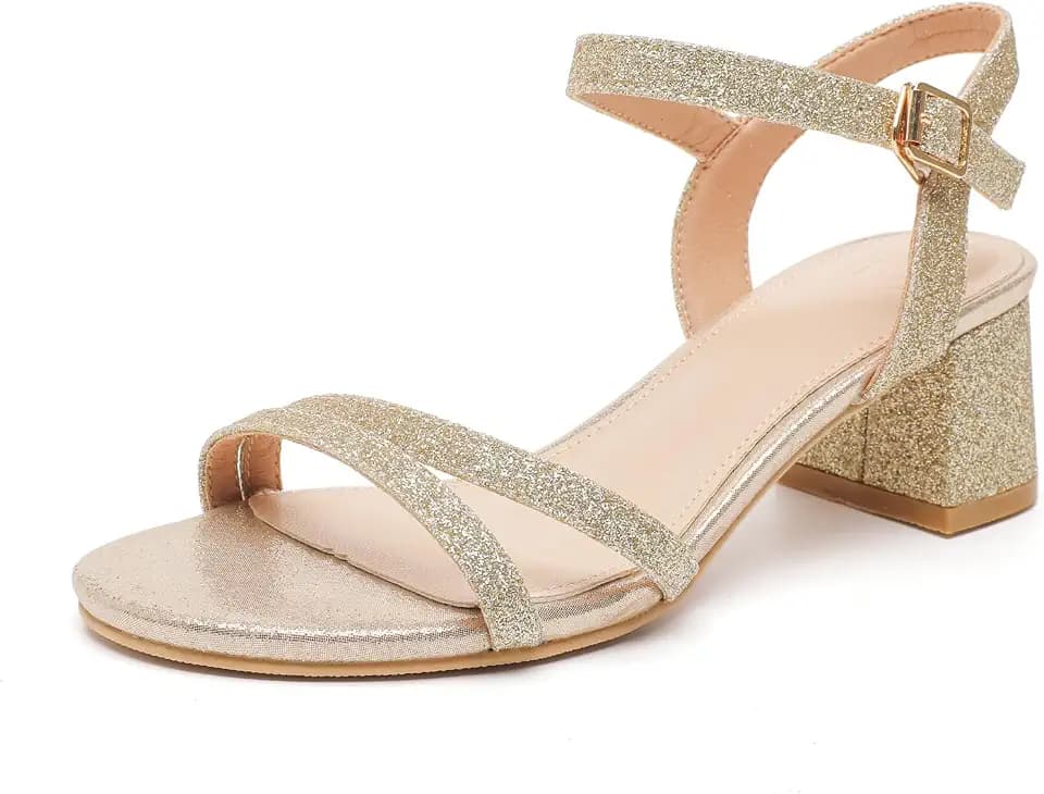 PPXID Damen Sandalen mit Absatz Sommer Glitzer Sandaletten