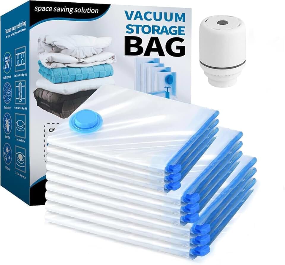 Vakuumbeutel für Kleidung mit Elektrischer Luftpumpe, 9 Stück Vacuum Bags