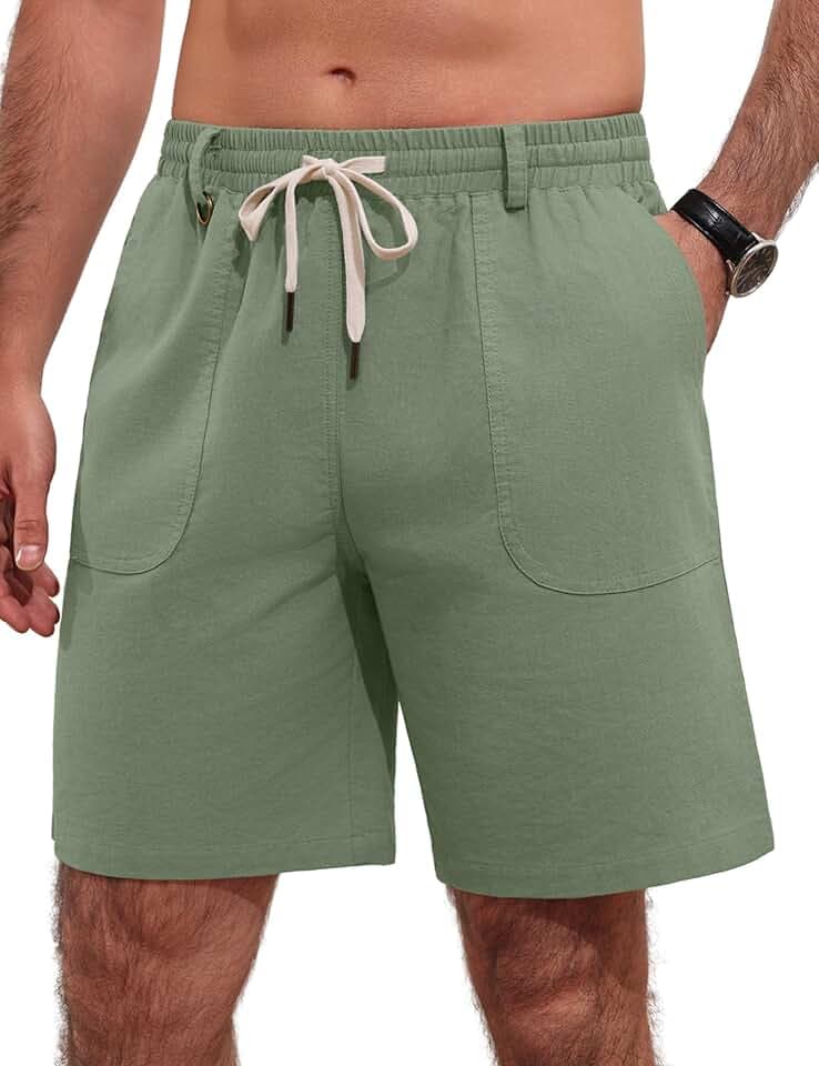 iClosam Kurze Hosen Herren Shorts mit Taschen und Elastischem Bund,M-3XL
