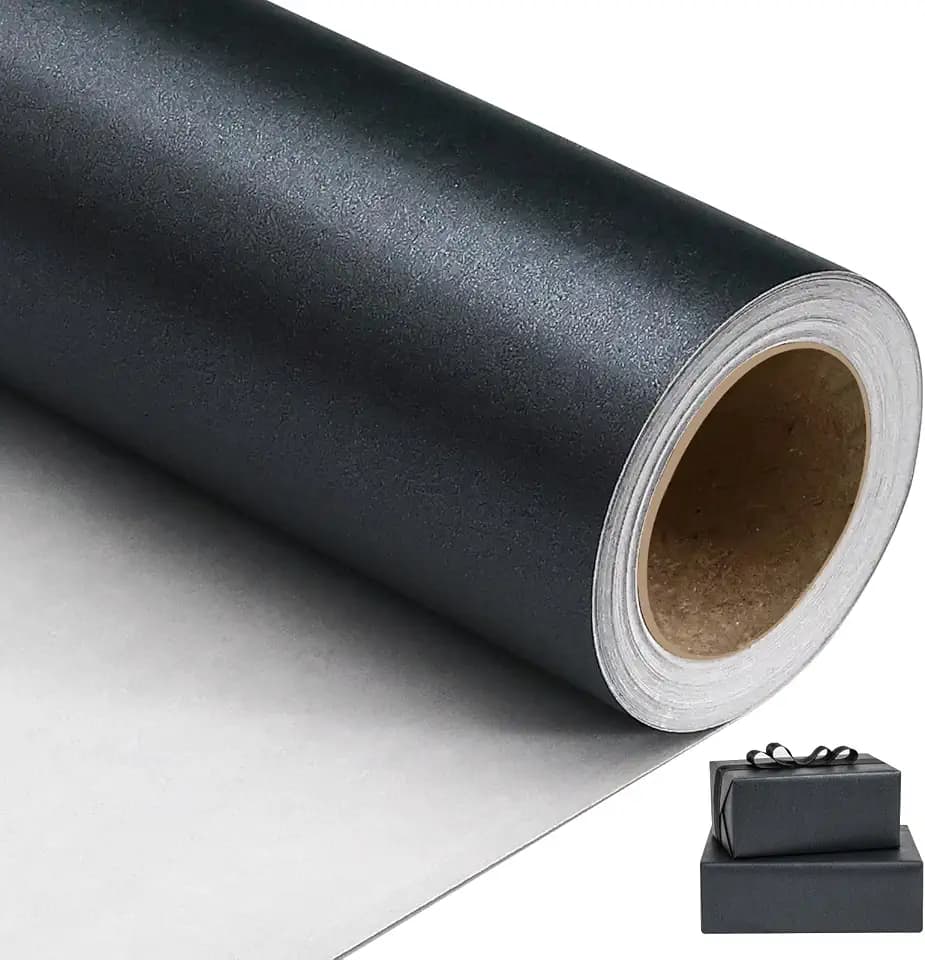 NESCCI Carbon Black Matte Wrapping Paper,Christmas Wrapping Paper