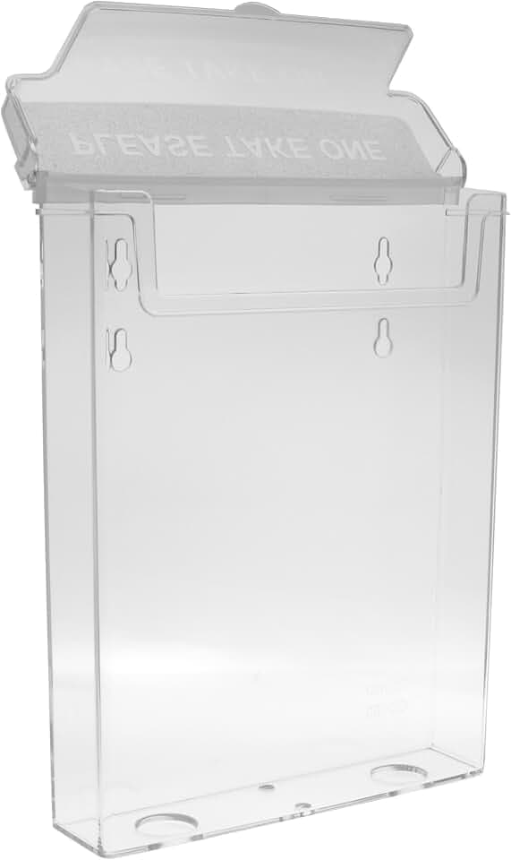 TAYMAR DIN A5 Prospekthalter, Prospektbox mit Deckel, Wetterfest (auch für den Außenbereich geeignet), Klar