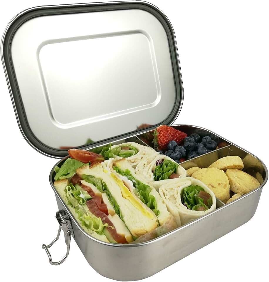 UPTRUST Stainless Steel Bento Box for Kids, 3-Compartment (47oz/1400ML)