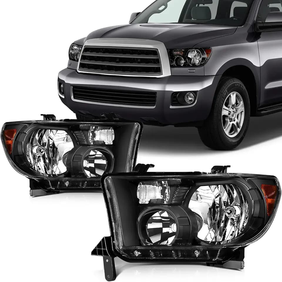 SCITOO Headlight Assembly Fit for Toyota Sequoia 2008-2017 for Toyota Tundra 2007-2013 Pair Headlamps OE:811500C051