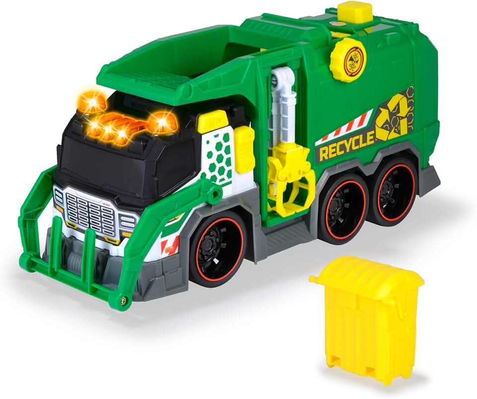 Dickie Toys - Spielzeug-Müllauto mit vielen Funktionen (39 cm) - großes Spielzeugauto für Kinder ab 3 Jahre mit motorisierter Hebefunktion, Greifarm, Mülltonne, Licht & Sound u.v.m.