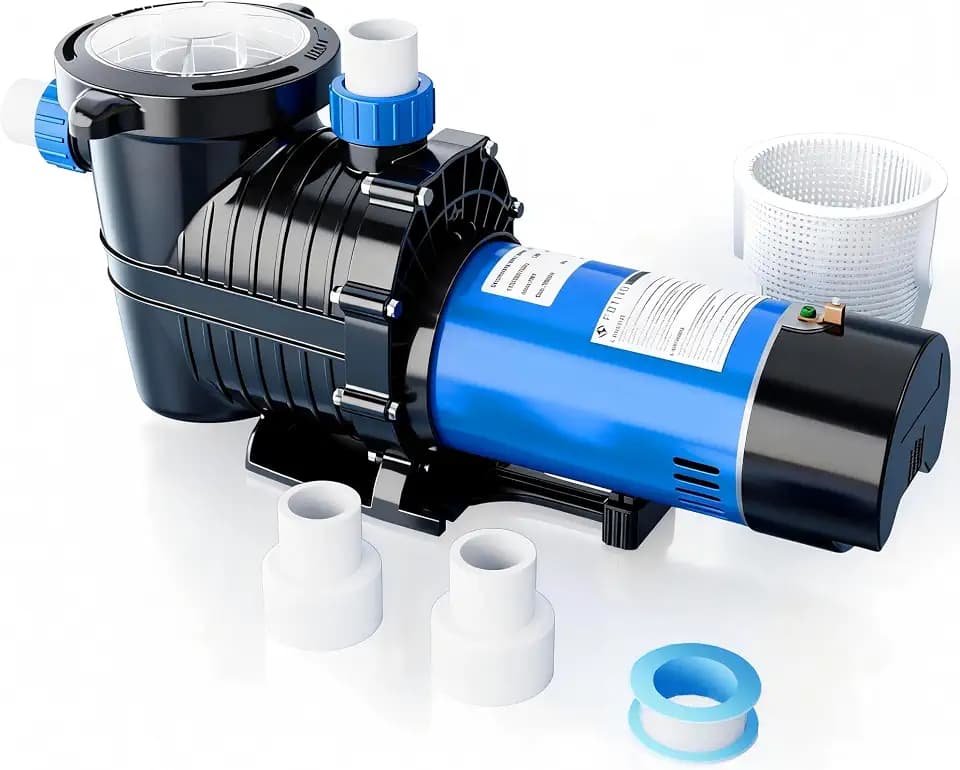 FOTING In/Above Ground Pool Pump, Self Primming Pool Pump High Flow 1.5" & 2" NPT Inlet Connectors, Blue