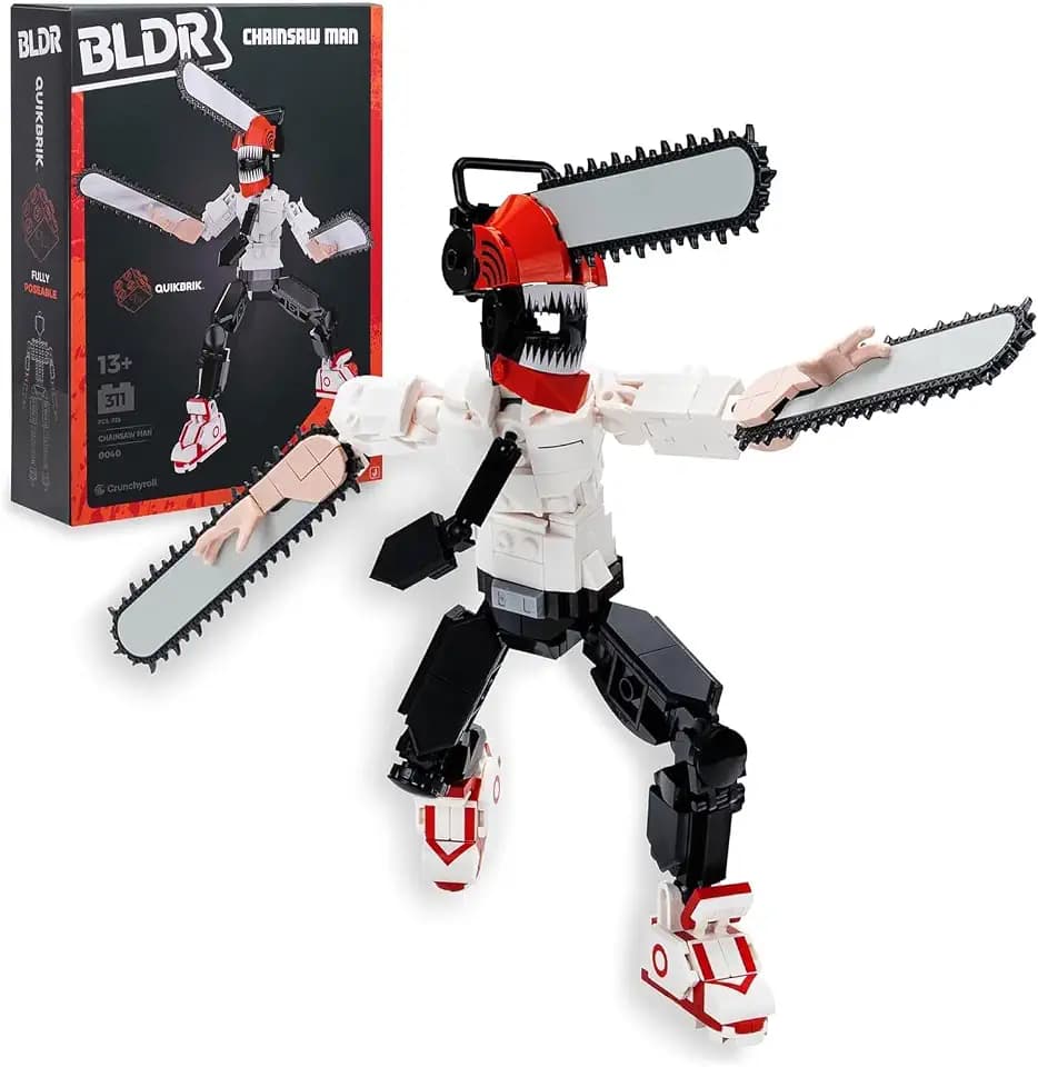 BLDR Chainsaw Man Buildable Action Figure Construction Set 0040-10-Inch Articulated Constructible Figure with 311 Pieces