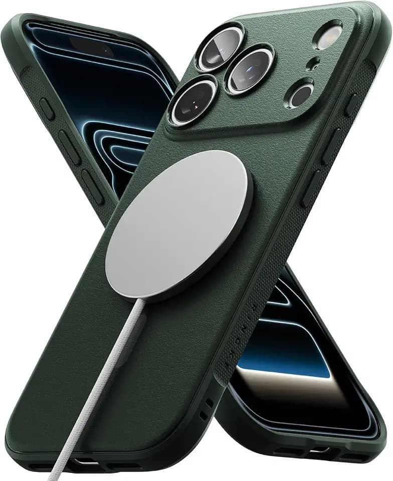 Ringke Onyx for iPhone 17 Pro Max Case, [Compatible with MagSafe] Oil & Dirt Resistant, Individual Lens Covers for Cameras, Non-Slip Enhanced Grip Lightweight Cover - Magnetic Dark Green