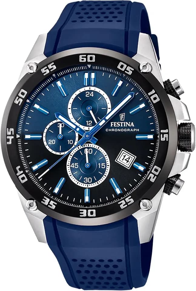 Festina Herrenuhr Analog aus Edelstahl und Kautschuk Blau F20330/A