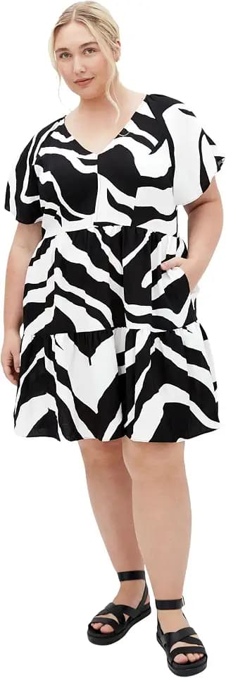 City Chic Women's Plus Size Dress - Frill Mini Print
