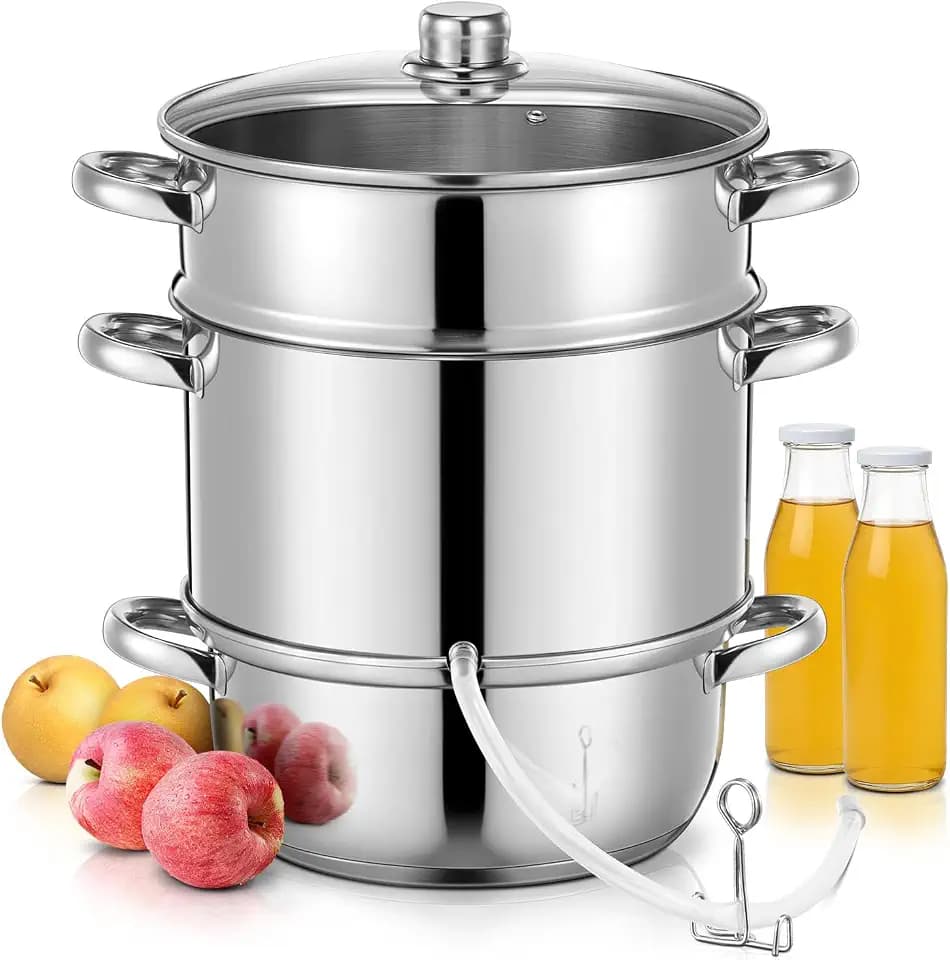 FOHERE Dampfentsafter 8L Edelstahl, Saftentsafter für frisches Obst
