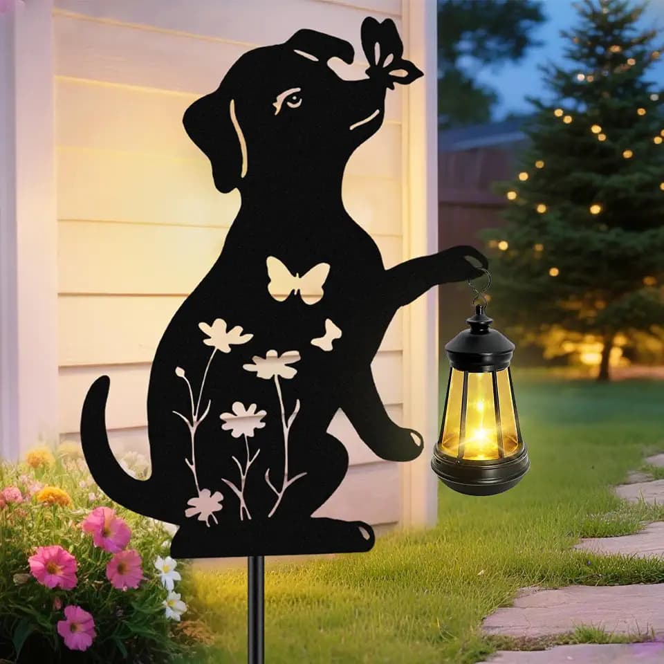 Solar Lights Outdoor Stakes,Metal Dog Solar Lights